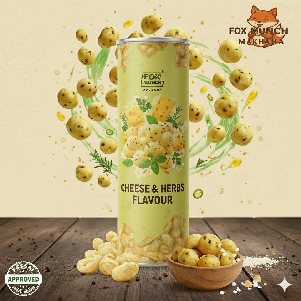 Fox Munch – Cheese & Herbs Flavored Makhana (55g) Each pack