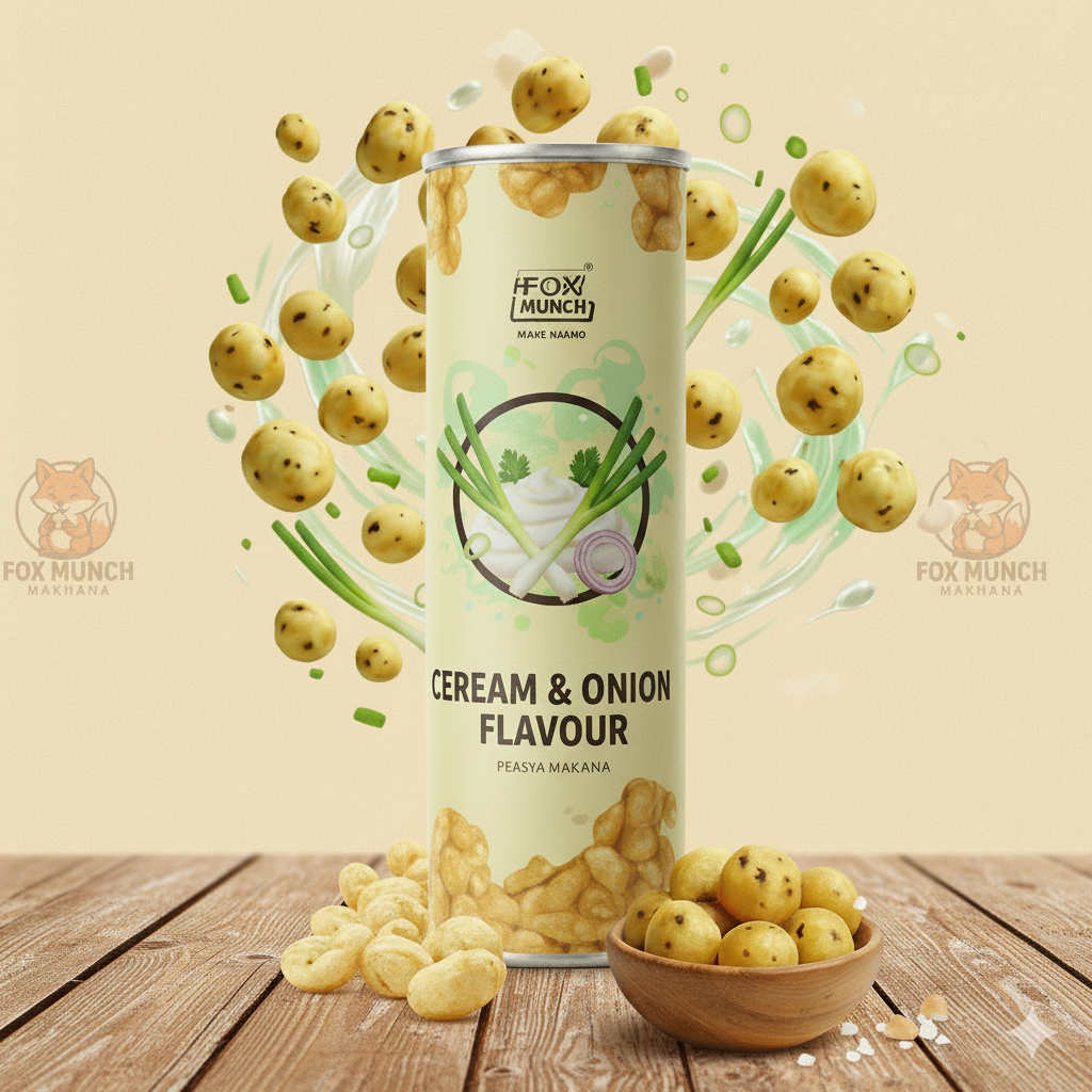Fox Munch – Cream & Onion Flavored Makhana (55g) Each pack