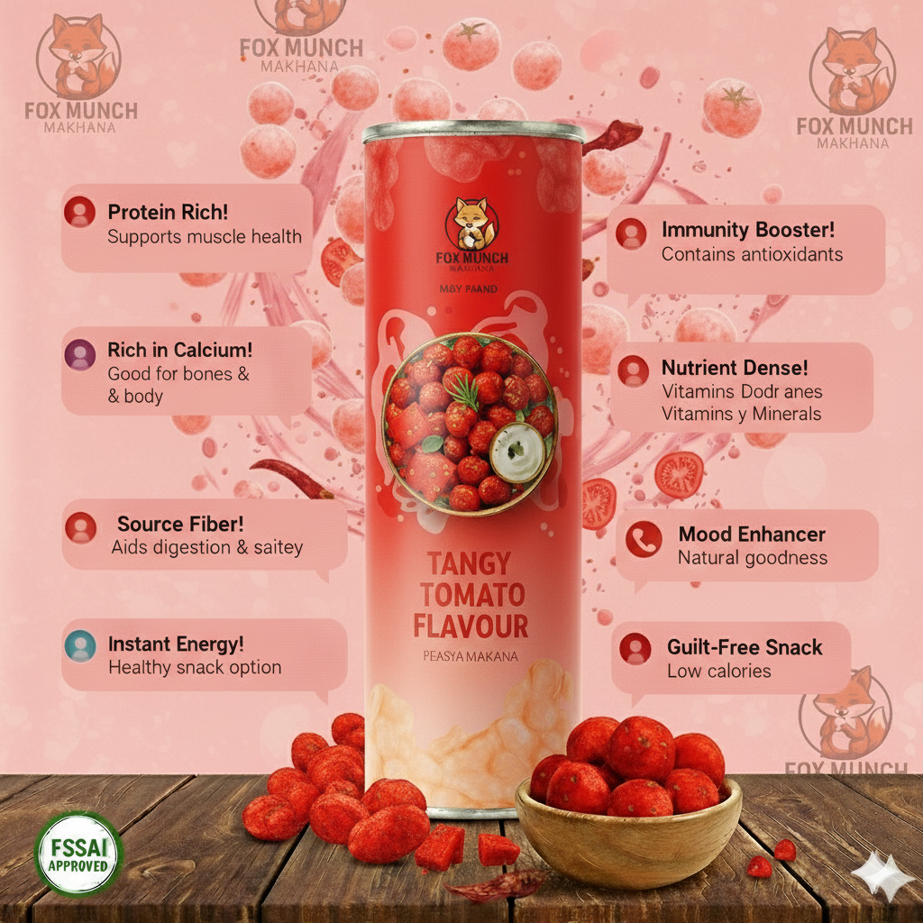 Fox Munch – Tangy Tomato Flavored Makhana (55g) Each pack