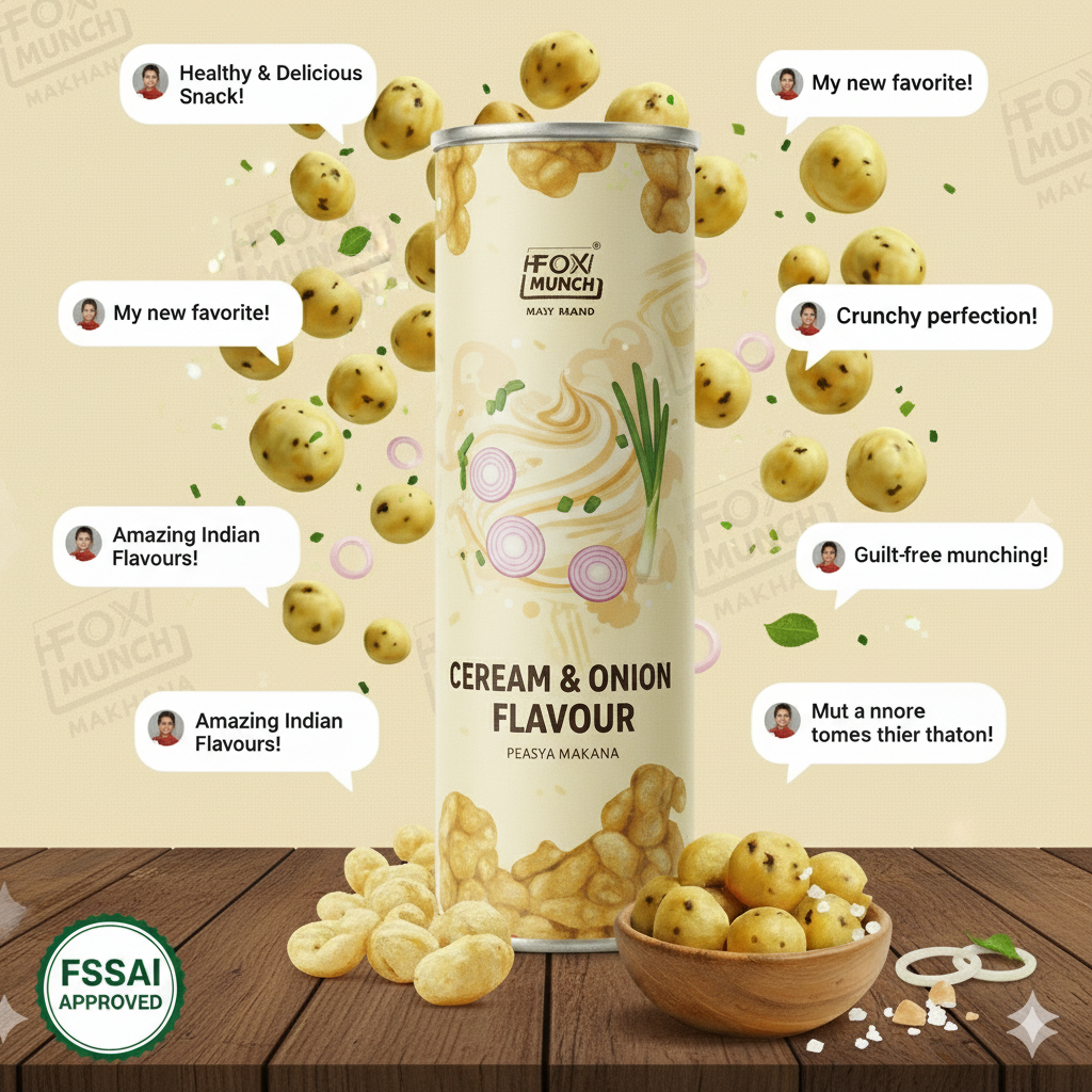 Fox Munch – Cream & Onion Flavored Makhana (55g) Each pack