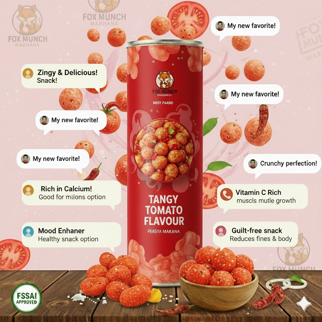 Fox Munch – Tangy Tomato Flavored Makhana (55g) Each pack